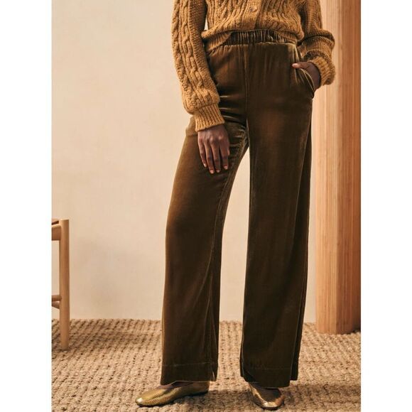 NWT Faherty Stretch Silk Velvet Genevieve Pants - Picture 1 of 9